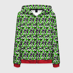Мужская толстовка на молнии Киберпанк шестиугольники зелёные