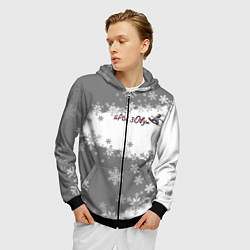 Толстовка 3D на молнии мужская Горы зовут сноуборд серый, цвет: 3D-черный — фото 2