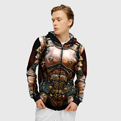 Толстовка 3D на молнии мужская Рыцарские доспехи фэнтези Стимпанк, цвет: 3D-черный — фото 2