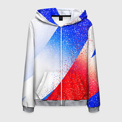 Толстовка 3D на молнии мужская Цвета флага России абстрактный, цвет: 3D-меланж