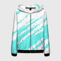 Толстовка 3D на молнии мужская The color is light blue and white, цвет: 3D-черный