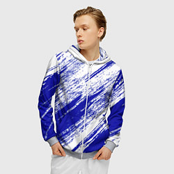 Толстовка 3D на молнии мужская The color is white and blue, цвет: 3D-меланж — фото 2