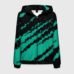 Толстовка 3D на молнии мужская The color is black and turquoise, цвет: 3D-черный