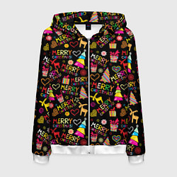 Мужская толстовка на молнии Merry Christmas - паттерн