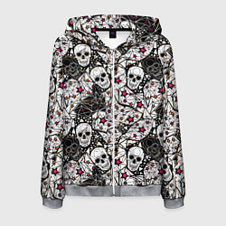 Мужская толстовка на молнии Черепа и красные звезды