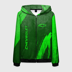 Толстовка 3D на молнии мужская Chevrolet - green gradient вертикально, цвет: 3D-черный
