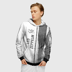 Толстовка 3D на молнии мужская Led Zeppelin - white gradient по-вертикали, цвет: 3D-черный — фото 2