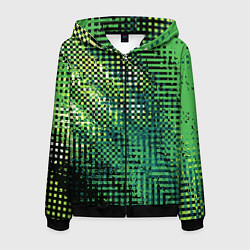 Толстовка 3D на молнии мужская Чёрно-зелёный абстракция, цвет: 3D-черный