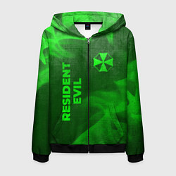 Мужская толстовка на молнии Resident Evil - green gradient вертикально