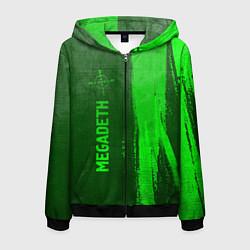 Толстовка 3D на молнии мужская Megadeth - green gradient по-вертикали, цвет: 3D-черный