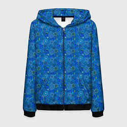 Мужская толстовка на молнии Этнический синий деревенский абстрактный узор