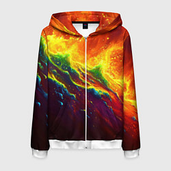 Мужская толстовка на молнии Абстрактные волны с огнем