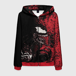 Толстовка 3D на молнии мужская Веном на красном, цвет: 3D-красный