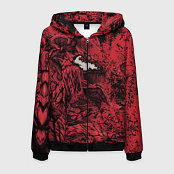 Толстовка 3D на молнии мужская Красный веном текстура Карнажа, цвет: 3D-черный