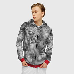 Толстовка 3D на молнии мужская Серый тай дай - абстракция, цвет: 3D-красный — фото 2