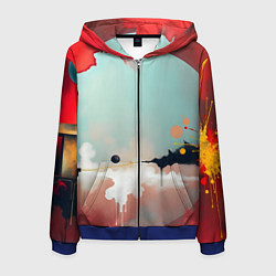 Толстовка 3D на молнии мужская Сюрреалистичная абстракция, цвет: 3D-синий