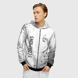 Толстовка 3D на молнии мужская Scorpions - white gradient вертикально, цвет: 3D-черный — фото 2