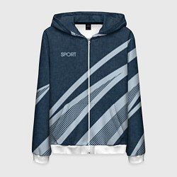 Мужская толстовка на молнии Sport синий текстурный с полосами