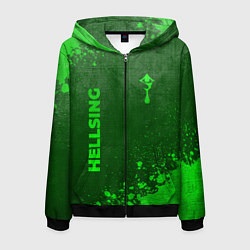 Толстовка 3D на молнии мужская Hellsing - green gradient вертикально, цвет: 3D-черный