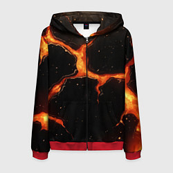 Мужская толстовка на молнии Оранжевый разлом на черной текстуре
