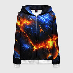 Толстовка 3D на молнии мужская Лада и лед в разломе плит, цвет: 3D-белый