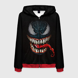 Толстовка 3D на молнии мужская Веном зубастый, цвет: 3D-красный