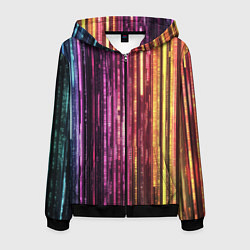 Мужская толстовка на молнии Неоновый и переливающийся киберпанк узор
