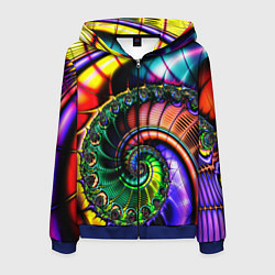 Мужская толстовка на молнии Фрактальный узор неоновый