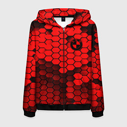 Толстовка 3D на молнии мужская BMW карбоновая абстракция, цвет: 3D-черный