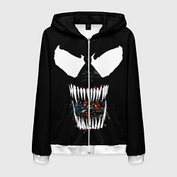 Толстовка 3D на молнии мужская Веном жрет, цвет: 3D-белый