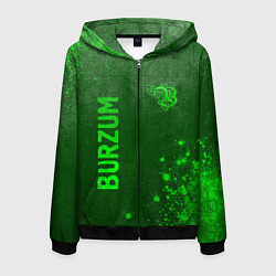 Толстовка 3D на молнии мужская Burzum - green gradient вертикально, цвет: 3D-черный