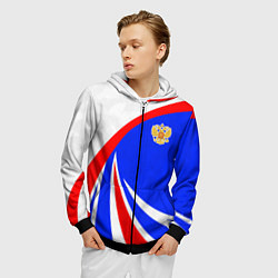 Толстовка 3D на молнии мужская Герб России - цвета флага, цвет: 3D-черный — фото 2
