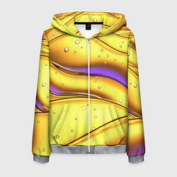 Мужская толстовка на молнии Золотые волны с фиолетовым свечением