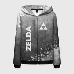 Толстовка 3D на молнии мужская Zelda - grey gradient вертикально, цвет: 3D-черный