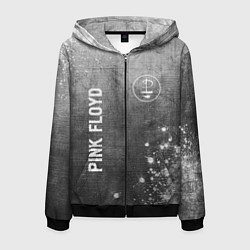 Толстовка 3D на молнии мужская Pink Floyd - grey gradient вертикально, цвет: 3D-черный