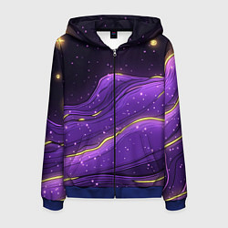 Мужская толстовка на молнии Фиолетовая текстура с золотыми звездочками
