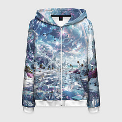 Толстовка 3D на молнии мужская Фантастическая неизвестная планета, цвет: 3D-белый