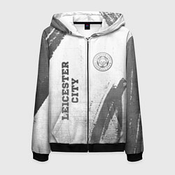 Толстовка 3D на молнии мужская Leicester City - white gradient вертикально, цвет: 3D-черный