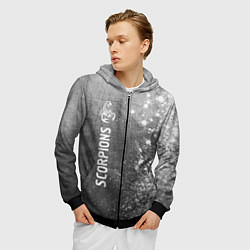 Толстовка 3D на молнии мужская Scorpions - grey gradient по-вертикали, цвет: 3D-черный — фото 2