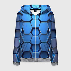 Толстовка 3D на молнии мужская Синий бронежилет, цвет: 3D-меланж