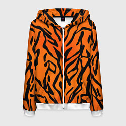 Мужская толстовка на молнии Тигровый огненный паттерн