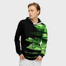 Толстовка 3D на молнии мужская Color green black, цвет: 3D-черный — фото 2
