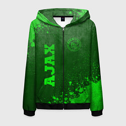 Толстовка 3D на молнии мужская Ajax - green gradient вертикально, цвет: 3D-черный