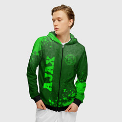 Толстовка 3D на молнии мужская Ajax - green gradient вертикально, цвет: 3D-черный — фото 2