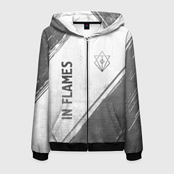 Толстовка 3D на молнии мужская In Flames - white gradient вертикально, цвет: 3D-черный