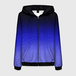 Толстовка 3D на молнии мужская Градиент индиго из чёрно в синий текстура крошка, цвет: 3D-черный