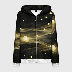 Мужская толстовка на молнии Золотистый свет на черной текстуре