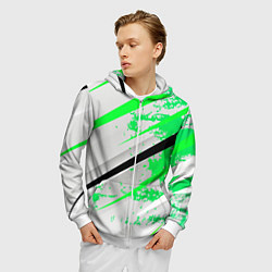 Толстовка 3D на молнии мужская Color white light green, цвет: 3D-белый — фото 2