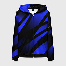 Толстовка 3D на молнии мужская Чёрный с синий абстрактные полосы, цвет: 3D-черный