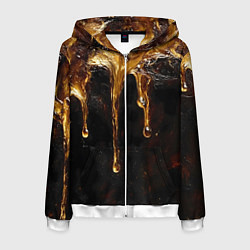 Толстовка 3D на молнии мужская Стекающий мед - текстура, цвет: 3D-белый